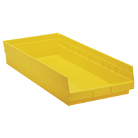 Shelf Bins, 11-1/8" W x 4" H x 23-5/8" D, Yellow, 50 lbs. Capacity Sécurité Médic