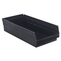 Economy Shelf Bin, 8-3/8" W x 4" H x 17-7/8" D, Black Sécurité Médic