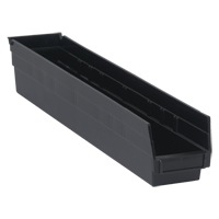 Economy Shelf Bin, 4-1/8" W x 4" H x 23-5/8" D, Black Sécurité Médic