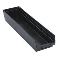 Economy Shelf Bin, 6-5/8" W x 4" H x 23-5/8" D, Black Sécurité Médic