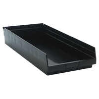Economy Shelf Bin, 11-1/8" W x 4" H x 23-5/8" D, Black, 60 lbs. Capacity Sécurité Médic