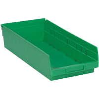 Shelf Bins, 8-1/8" W x 4" H x 17-7/8" D, Green, 40 lbs. Capacity Sécurité Médic