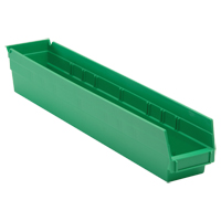 Economy Shelf Bin, 4-1/8" W x 4" H x 23-5/8" D, Green Sécurité Médic