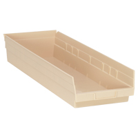Economy Shelf Bin, 8-3/8" W x 4" H x 23-5/8" D, Ivory, 60 lbs. Capacity Sécurité Médic