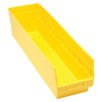 Bacs en plastique pour &eacute;tag&egrave;res Store More, 6-5/8" la x 6" H x 23-5/8" p, Jaune, Capacit&eacute; 90 lb Sécurité Médic