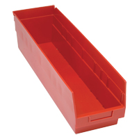 Bacs en plastique pour &eacute;tag&egrave;res Store More, 6-5/8" la x 6" H x 23-5/8" p, Rouge, Capacit&eacute; 90 lb Sécurité Médic