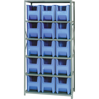 Shelving Unit with Stacking Bins, Steel, Boltless, 800 lbs. Capacity, 36" W x 75" H x 18" D Sécurité Médic