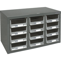 Casiers pour pi&egrave;ces KPC-100 , Acier galvanis&eacute;, 12 tiroirs, 23" x 11-2/5" x 13-4/5", Gris Sécurité Médic
