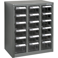 KPC-600 Parts Cabinet, Galvanized Steel, 18 Drawers, 13-9/10" x 8-7/10" x 16-3/10", Grey Sécurité Médic