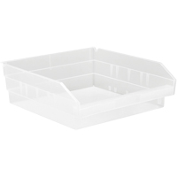 Shelf Bins, 11-1/8" W x 4" H x 11-5/8" D, Clear, 30 lbs. Capacity Sécurité Médic
