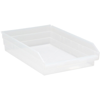 Shelf Bins, 11-1/8" W x 4" H x 17-7/8" D, Clear, 40 lbs. Capacity Sécurité Médic