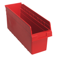 Store-Max Shelf Bins, 6-5/8" W x 8" H x 17-7/8" D, Red, 56 lbs. Capacity Sécurité Médic