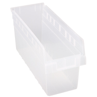 Store-Max Shelf Bins, 6-5/8" W x 8" H x 17-7/8" D, Clear, 56 lbs. Capacity Sécurité Médic