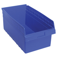 Store-Max Shelf Bins, 11-1/8" W x 8" H x 17-7/8" D, Blue, 56 lbs. Capacity Sécurité Médic