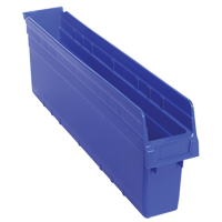 Store-Max Shelf Bins, 4-3/8" W x 8" H x 23-5/8" D, Blue, 68 lbs. Capacity Sécurité Médic