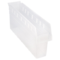 Store-Max Shelf Bins, 4-3/8" W x 8" H x 23-5/8" D, Clear, 68 lbs. Capacity Sécurité Médic