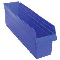 Store-Max Shelf Bins, 6-5/8" W x 8" H x 23-5/8" D, Blue, 68 lbs. Capacity Sécurité Médic