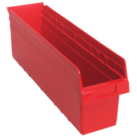 Store-Max Shelf Bins, 6-5/8" W x 8" H x 23-5/8" D, Red, 68 lbs. Capacity Sécurité Médic