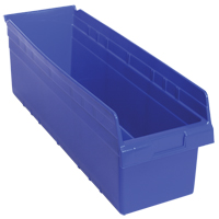 Store-Max Shelf Bins, 8-3/8" W x 8" H x 23-5/8" D, Blue, 68 lbs. Capacity Sécurité Médic