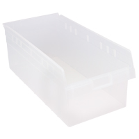 Store-Max Shelf Bins, 11-1/8" W x 8" H x 23-5/8" D, Clear, 68 lbs. Capacity Sécurité Médic