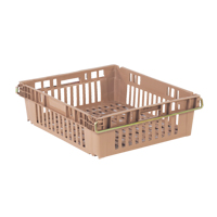 Agricultural Plastic Stack-N-Nest Container, 20.3" x 24" x 6.8", Beige Sécurité Médic
