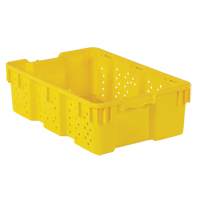 Agricultural Plastic Stack-N-Nest Container, 16" x 23.9" x 7.3", Yellow Sécurité Médic