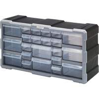 Drawer Cabinet, Plastic, 22 Drawers, 19-1/2" x 6-1/4" x 10", Black Sécurité Médic