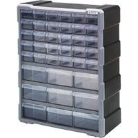 Drawer Cabinet, Plastic, 39 Drawers, 15" x 6-1/4" x 18-3/4", Black Sécurité Médic