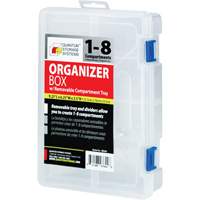 Plastic Compartment Box, 6.25" W x 9.25" D x 2.2" H, 8 Compartments Sécurité Médic