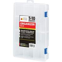 Plastic Compartment Box, 7.75" W x 11.75" D x 2.2" H, 10 Compartments Sécurité Médic