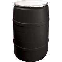 Barils en poly&eacute;thyl&egrave;ne, 55 gal. US (45 gal. imp.), Dessus ouvert, Noir Sécurité Médic