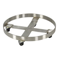 Chariots pour barils, Acier inoxydable, Capacit&eacute;e 800 lb, Diam&egrave;tre 23-1/4", Roue en Caoutchouc Sécurité Médic