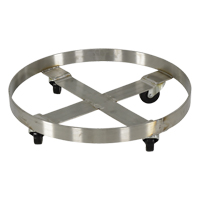 Chariots pour barils, Acier inoxydable, Capacit&eacute;e 800 lb, Diam&egrave;tre 23-1/4", Roue en Caoutchouc Sécurité Médic