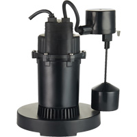 Thermoplastic Submersible Sump Pump, 2560 GPH, 115 V, 4.6 A, 1/3 HP Sécurité Médic