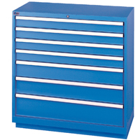 Armoires de rangement avec tiroirs, 7 tiroirs, 40-1/4" la x 22-1/2" p x 41-3/4" h, Bleu brillant Sécurité Médic