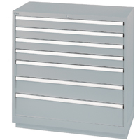 Armoires de rangement avec tiroirs, 7 tiroirs, 40-1/4" la x 22-1/2" p x 41-3/4" h, Gris Sécurité Médic