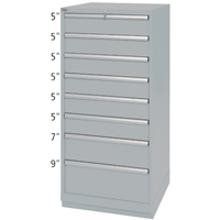 Drawer Cabinets, 8 Drawers, 28-1/4" W x 28-1/2" D x 59-1/2" H, Grey Sécurité Médic
