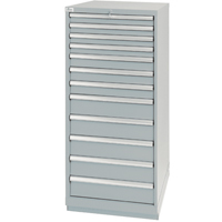 Drawer Cabinets, 12 Drawers, 28-1/4" W x 28-1/2" D x 59-1/2" H, Grey Sécurité Médic