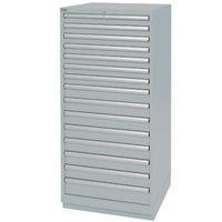 Drawer Cabinets, 15 Drawers, 28-1/4" W x 28-1/2" D x 59-1/2" H, Grey Sécurité Médic