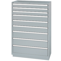 Drawer Cabinets, 9 Drawers, 40-1/4" W x 22-1/2" D x 59-1/2" H, Grey Sécurité Médic
