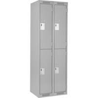Clean Line Lockers, 2 -tier, Bank of 2, 24" x 18" x 72", Steel, Grey, Rivet (Assembled) Sécurité Médic