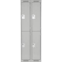Clean Line Lockers, 2 -tier, Bank of 2, 24" x 18" x 72", Steel, Grey, Rivet (Assembled) Sécurité Médic