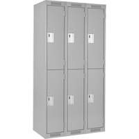 Clean Line Lockers, 2 -tier, Bank of 3, 36" x 18" x 72", Steel, Grey, Rivet (Assembled) Sécurité Médic
