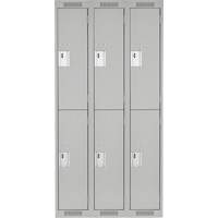 Clean Line Lockers, 2 -tier, Bank of 3, 36" x 18" x 72", Steel, Grey, Rivet (Assembled) Sécurité Médic