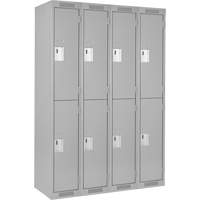 Clean Line Lockers, 2 -tier, Bank of 4, 48" x 18" x 72", Steel, Grey, Rivet (Assembled) Sécurité Médic