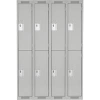 Clean Line Lockers, 2 -tier, Bank of 4, 48" x 18" x 72", Steel, Grey, Rivet (Assembled) Sécurité Médic