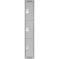 Clean Line Lockers, 3 -tier, 12" x 18" x 72", Steel, Grey, Rivet (Assembled) Sécurité Médic