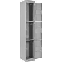Clean Line Lockers, 3 -tier, Bank of 4, 48" x 18" x 72", Steel, Grey, Rivet (Assembled) Sécurité Médic