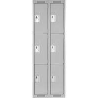 Clean Line Lockers, 3 -tier, Bank of 2, 24" x 18" x 72", Steel, Grey, Rivet (Assembled) Sécurité Médic