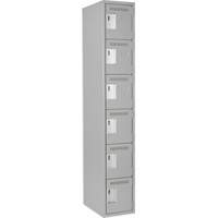 Clean Line Lockerettes, 6 -tier, 12" x 18" x 72", Steel, Grey, Rivet (Assembled) Sécurité Médic